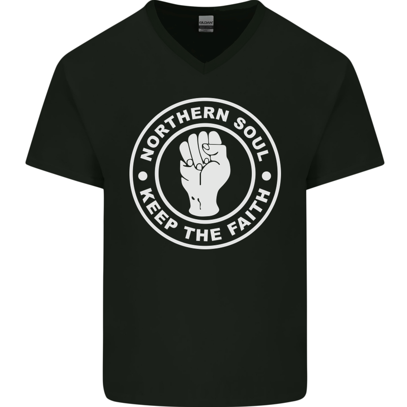 Northern Soul Keeping the Faith Dancing Mens V-Neck Cotton T-Shirt Black