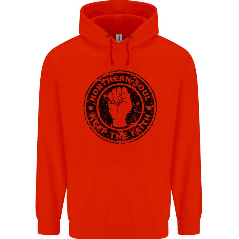 Northern Soul Keeping the Faith Mens 80% Cotton Hoodie Bright Red