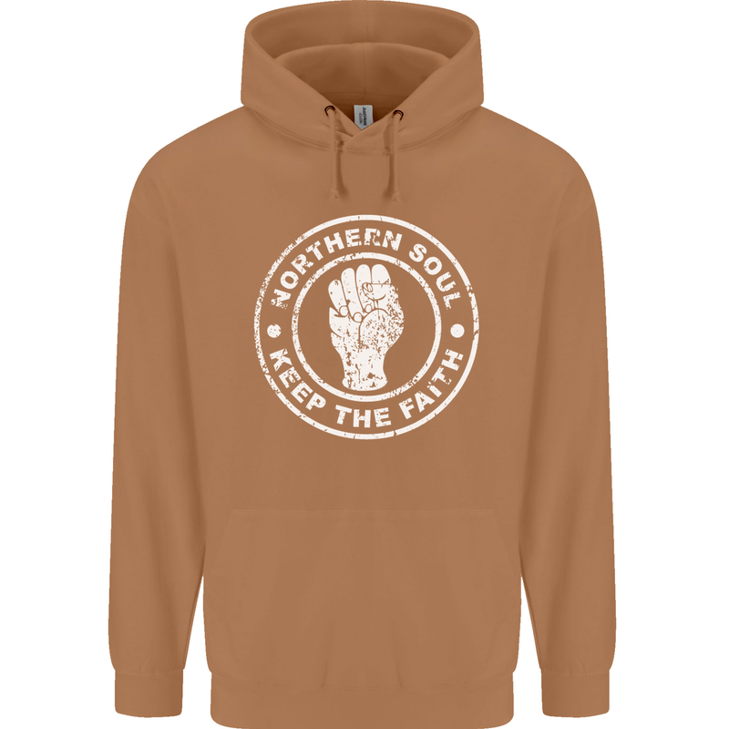 Northern Soul Keeping the Faith Mens 80% Cotton Hoodie Caramel Latte
