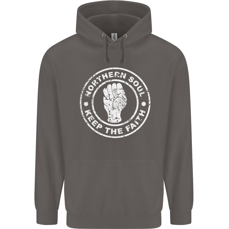 Northern Soul Keeping the Faith Mens 80% Cotton Hoodie Charcoal