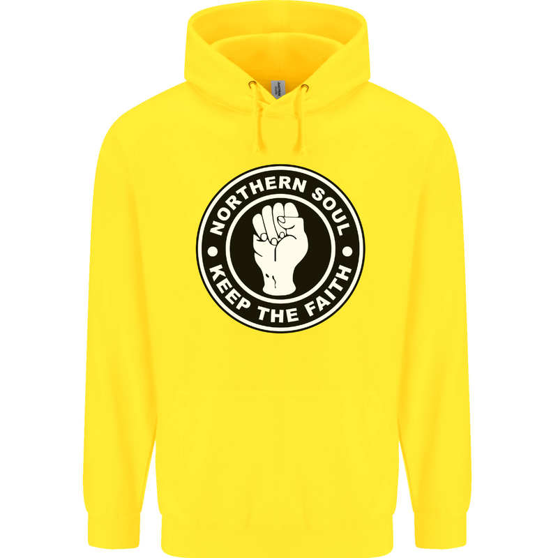 Northern Soul Keeping the Faith Mens 80% Cotton Hoodie Yellow