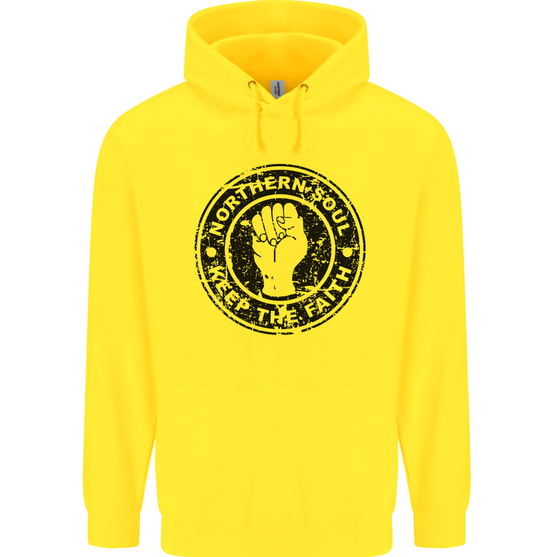Northern Soul Keeping the Faith Mens 80% Cotton Hoodie Yellow