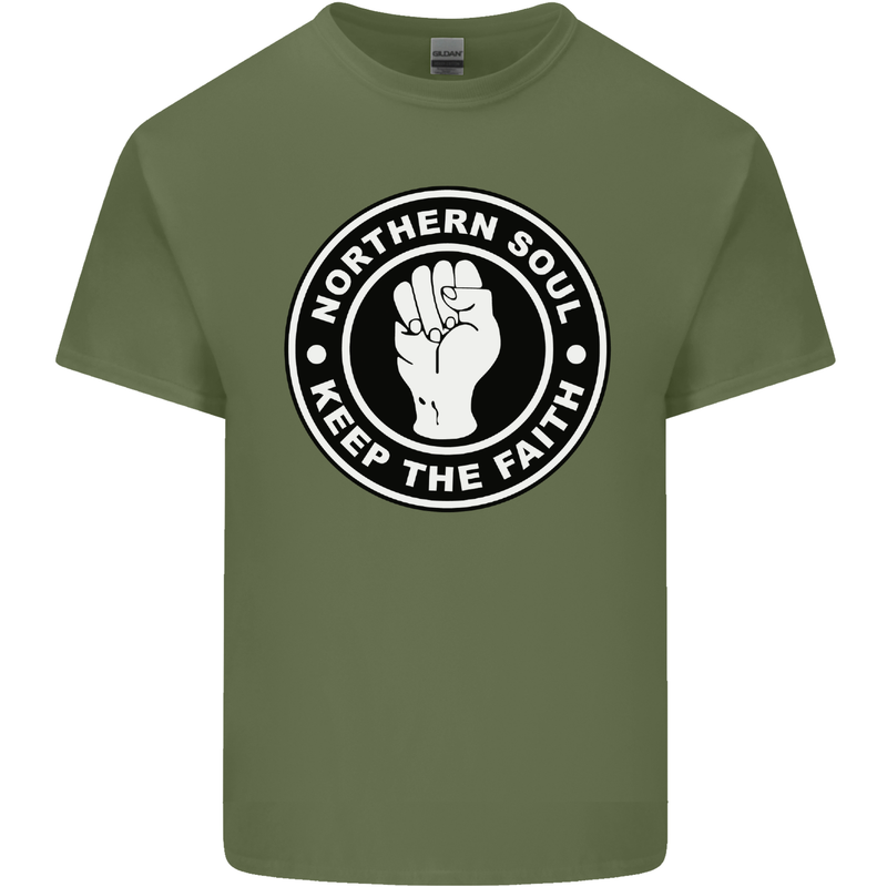 Northern Soul Keeping the Faith Mens Cotton T-Shirt Tee Top Military Green