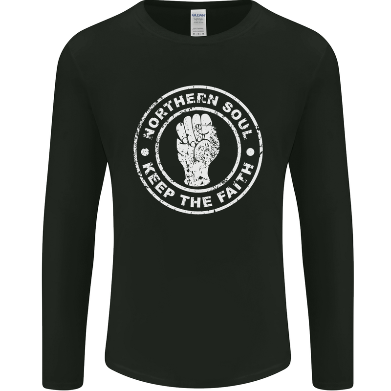 Northern Soul Keeping the Faith Mens Long Sleeve T-Shirt Black