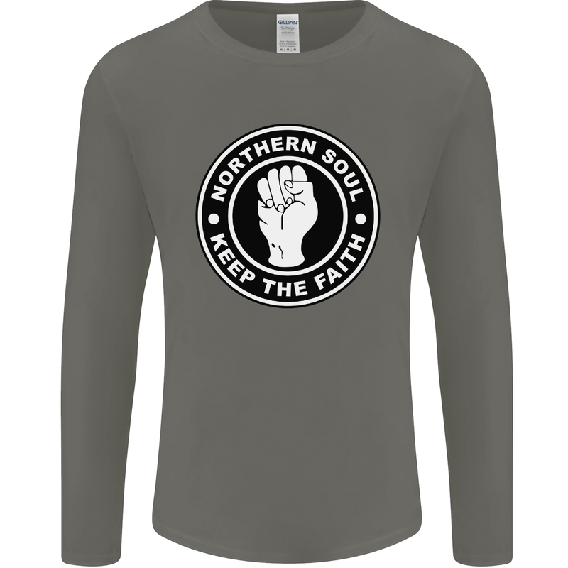 Northern Soul Keeping the Faith Mens Long Sleeve T-Shirt Charcoal