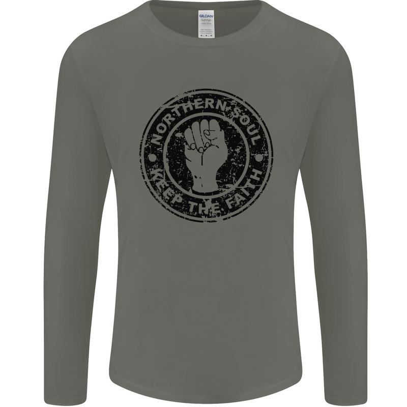 Northern Soul Keeping the Faith Mens Long Sleeve T-Shirt Charcoal