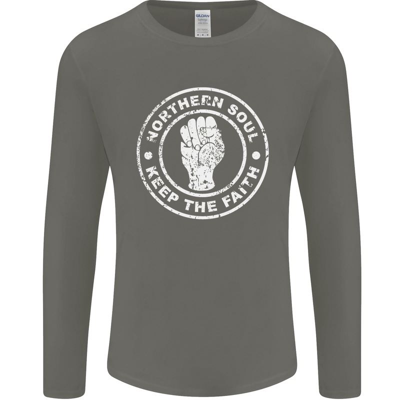 Northern Soul Keeping the Faith Mens Long Sleeve T-Shirt Charcoal