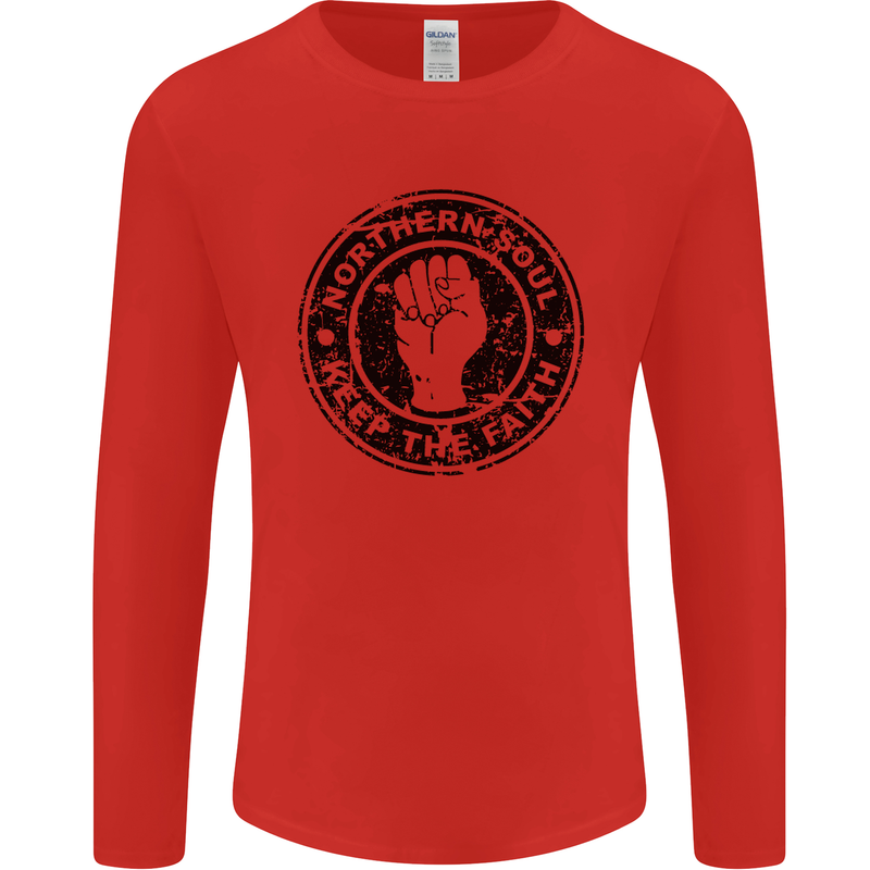 Northern Soul Keeping the Faith Mens Long Sleeve T-Shirt Red