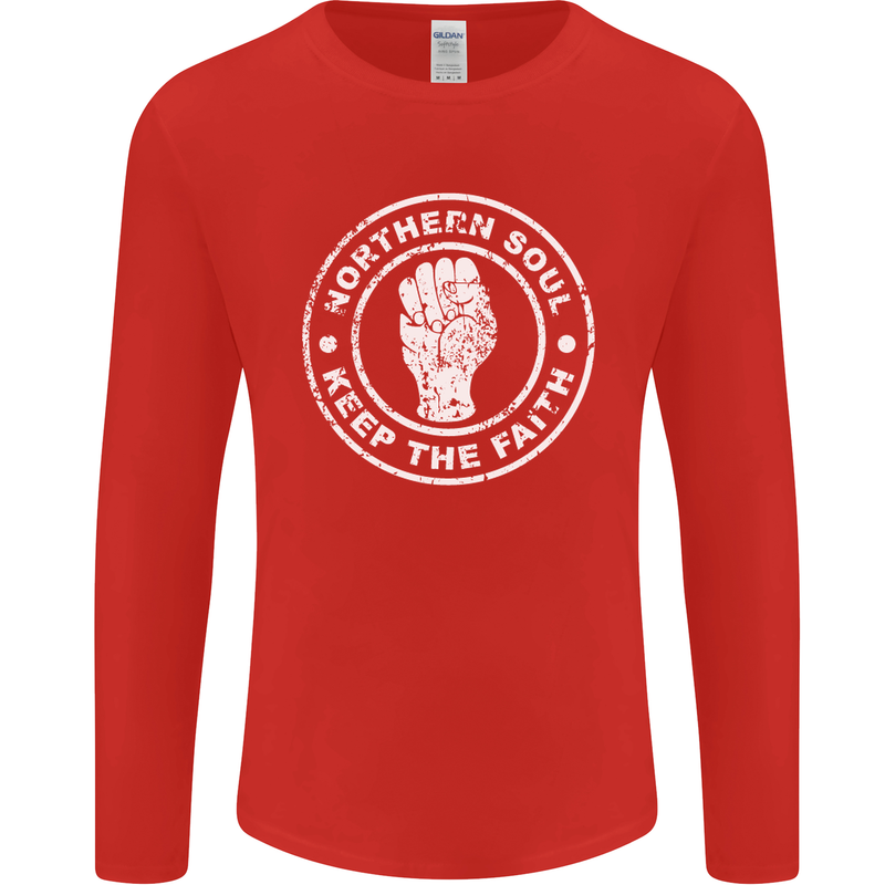 Northern Soul Keeping the Faith Mens Long Sleeve T-Shirt Red