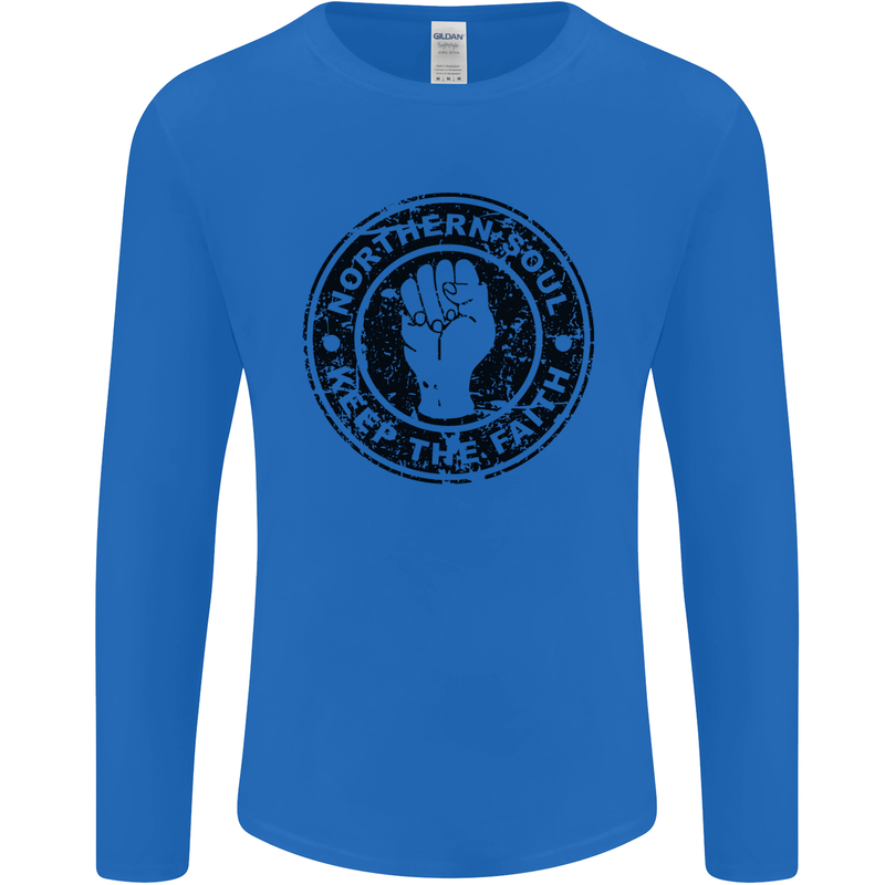 Northern Soul Keeping the Faith Mens Long Sleeve T-Shirt Royal Blue