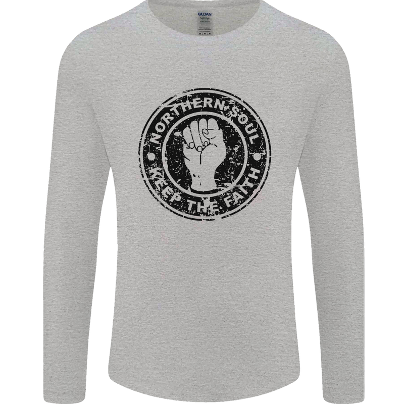 Northern Soul Keeping the Faith Mens Long Sleeve T-Shirt Sports Grey