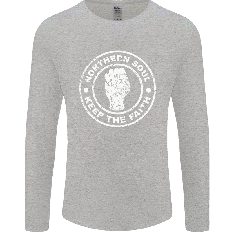 Northern Soul Keeping the Faith Mens Long Sleeve T-Shirt Sports Grey