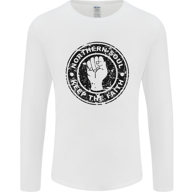Northern Soul Keeping the Faith Mens Long Sleeve T-Shirt White