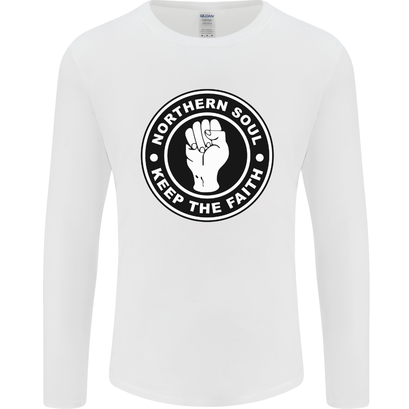 Northern Soul Keeping the Faith Mens Long Sleeve T-Shirt White