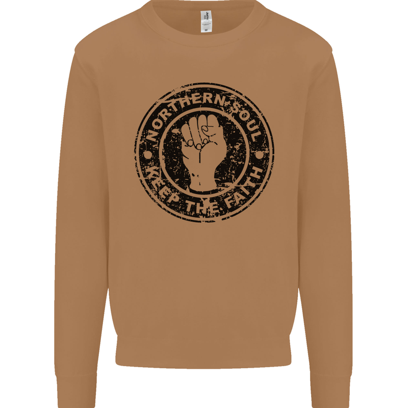 Northern Soul Keeping the Faith Mens Sweatshirt Jumper Caramel Latte