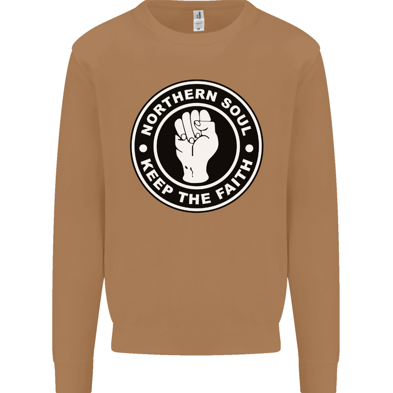 Northern Soul Keeping the Faith Mens Sweatshirt Jumper Caramel Latte