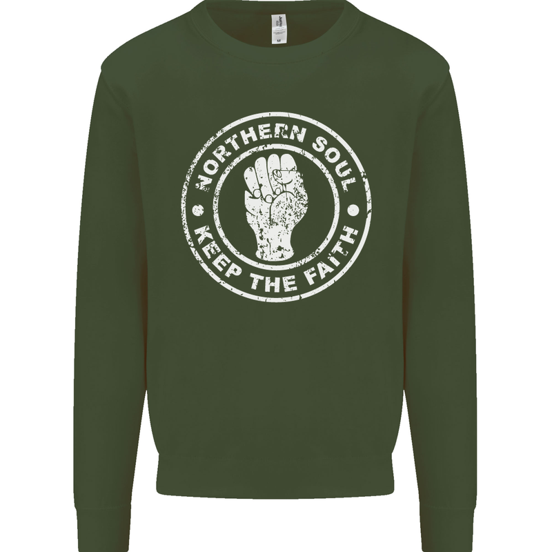 Northern Soul Keeping the Faith Mens Sweatshirt Jumper Forest Green