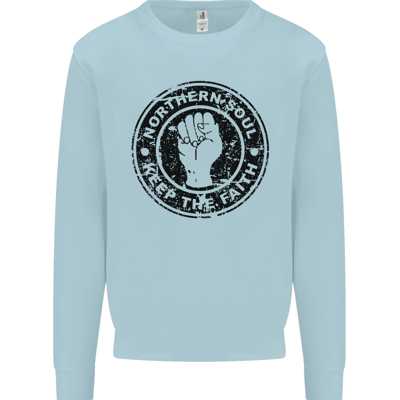 Northern Soul Keeping the Faith Mens Sweatshirt Jumper Light Blue