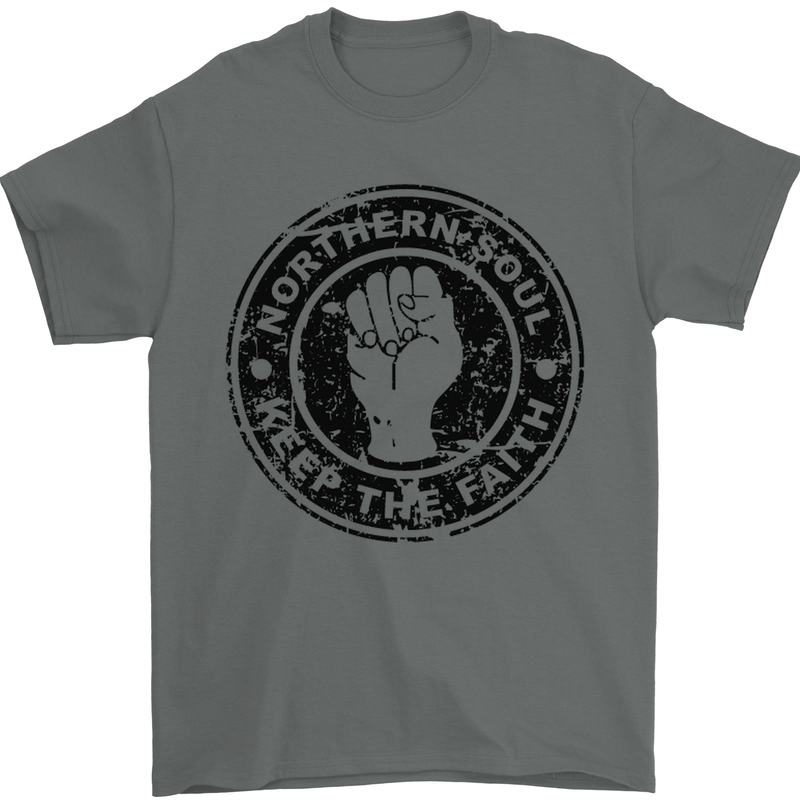 Northern Soul Keeping the Faith Mens T-Shirt Cotton Gildan Charcoal