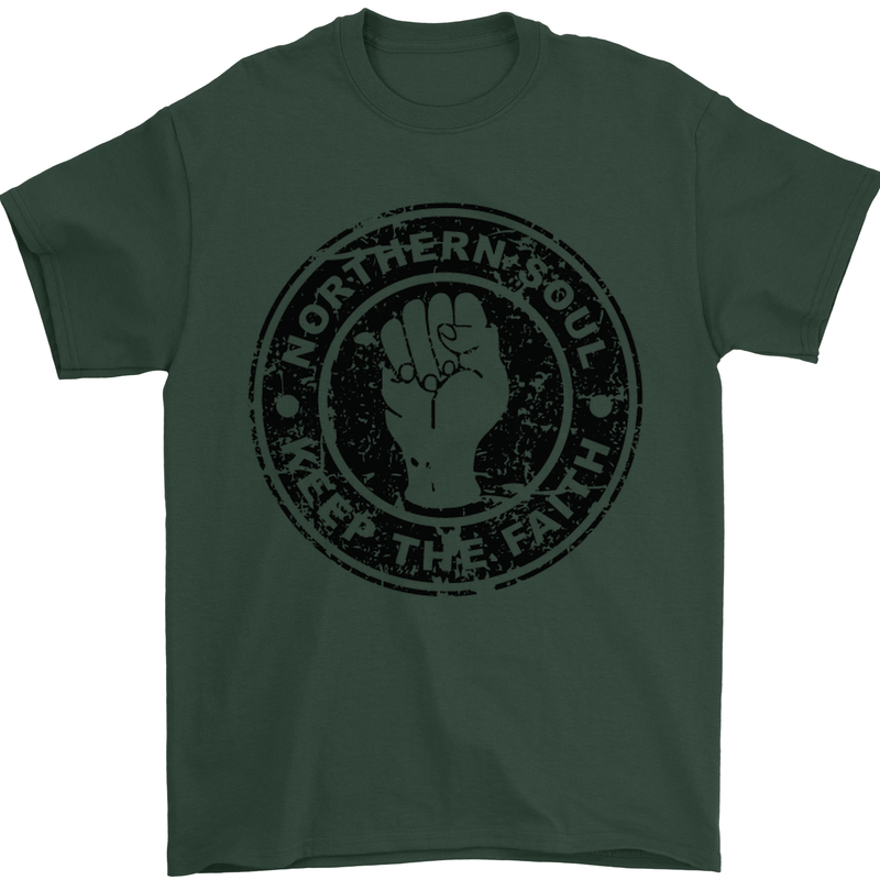 Northern Soul Keeping the Faith Mens T-Shirt Cotton Gildan Forest Green