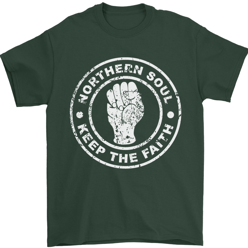 Northern Soul Keeping the Faith Mens T-Shirt Cotton Gildan Forest Green