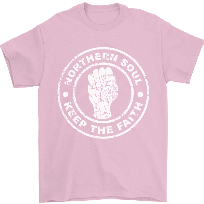 Northern Soul Keeping the Faith Mens T-Shirt Cotton Gildan Light Pink