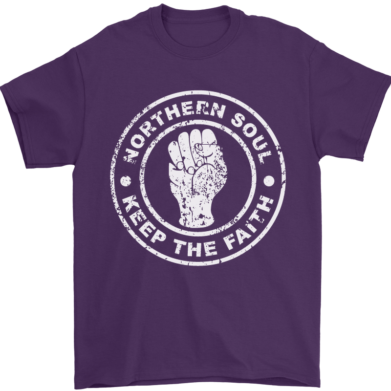 Northern Soul Keeping the Faith Mens T-Shirt Cotton Gildan Purple