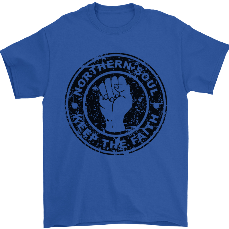 Northern Soul Keeping the Faith Mens T-Shirt Cotton Gildan Royal Blue