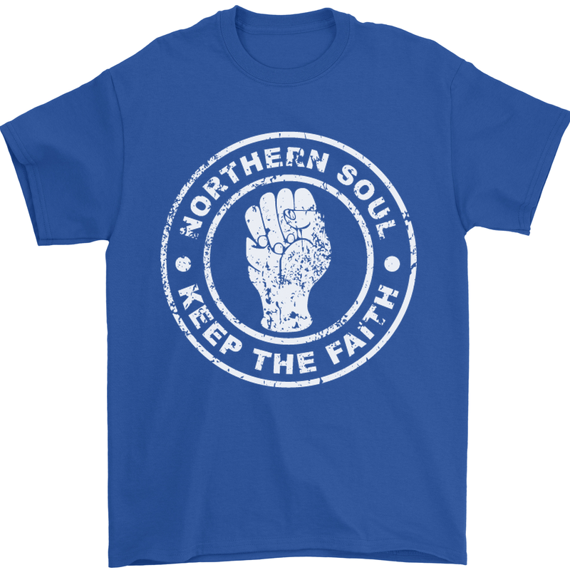 Northern Soul Keeping the Faith Mens T-Shirt Cotton Gildan Royal Blue