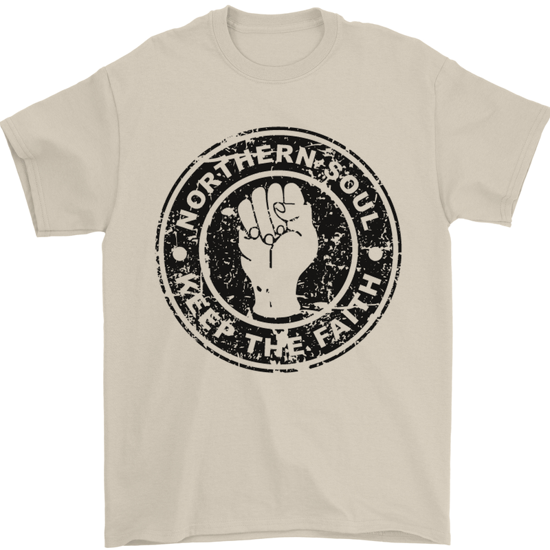 Northern Soul Keeping the Faith Mens T-Shirt Cotton Gildan Sand