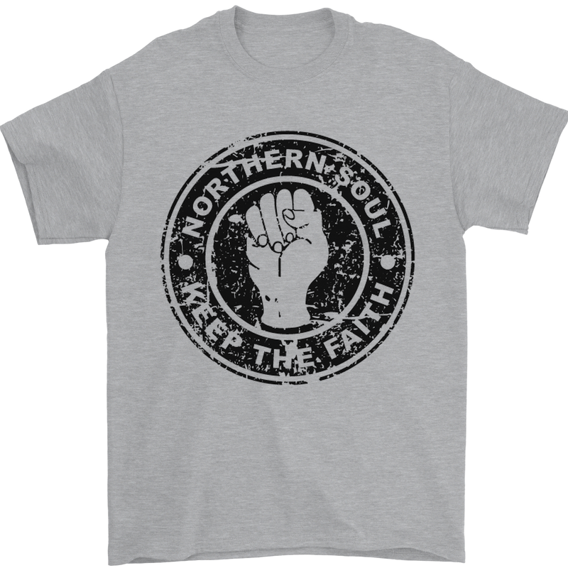 Northern Soul Keeping the Faith Mens T-Shirt Cotton Gildan Sports Grey