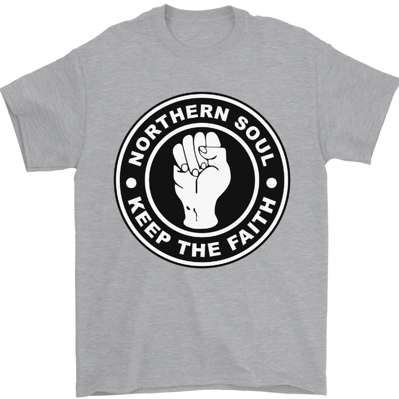 Northern Soul Keeping the Faith Mens T-Shirt Cotton Gildan Sports Grey
