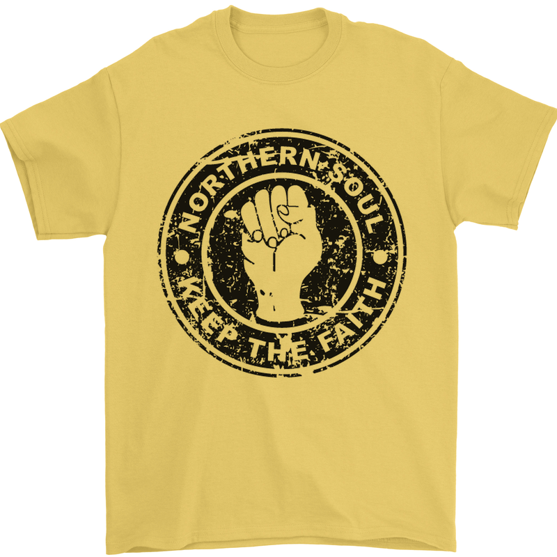 Northern Soul Keeping the Faith Mens T-Shirt Cotton Gildan Yellow