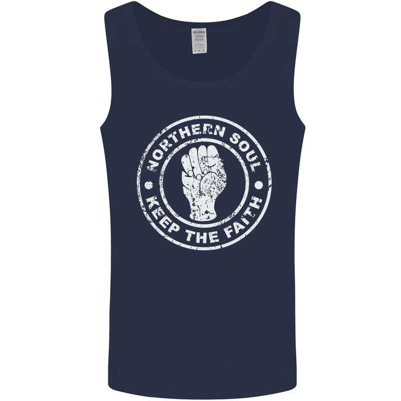 Northern Soul Keeping the Faith Mens Vest Tank Top Navy Blue
