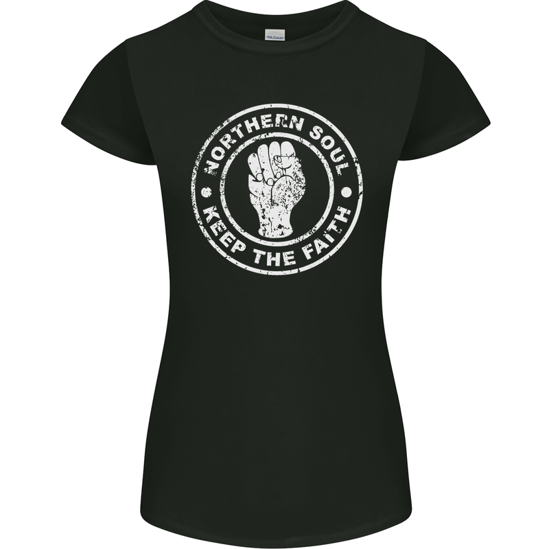 Northern Soul Keeping the Faith Womens Petite Cut T-Shirt Black