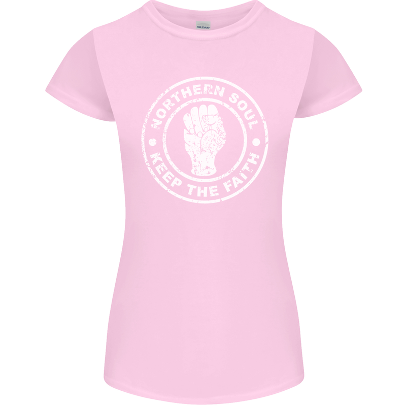 Northern Soul Keeping the Faith Womens Petite Cut T-Shirt Light Pink