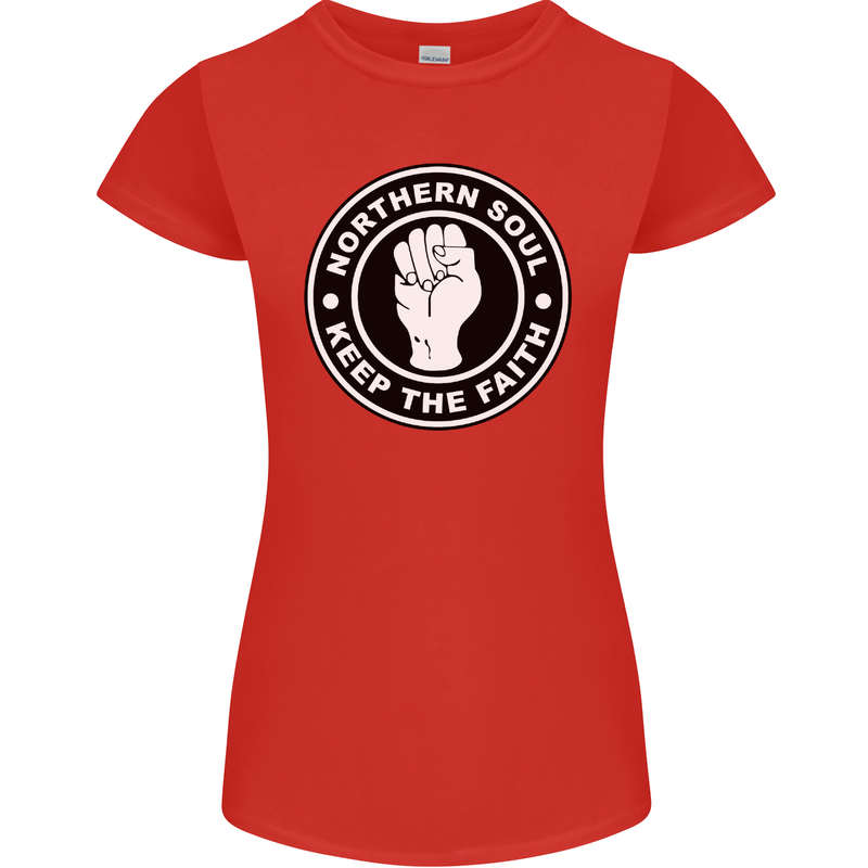 Northern Soul Keeping the Faith Womens Petite Cut T-Shirt Red