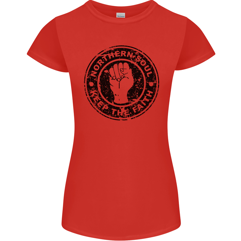Northern Soul Keeping the Faith Womens Petite Cut T-Shirt Red