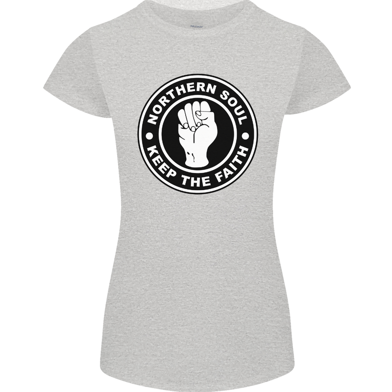 Northern Soul Keeping the Faith Womens Petite Cut T-Shirt Sports Grey
