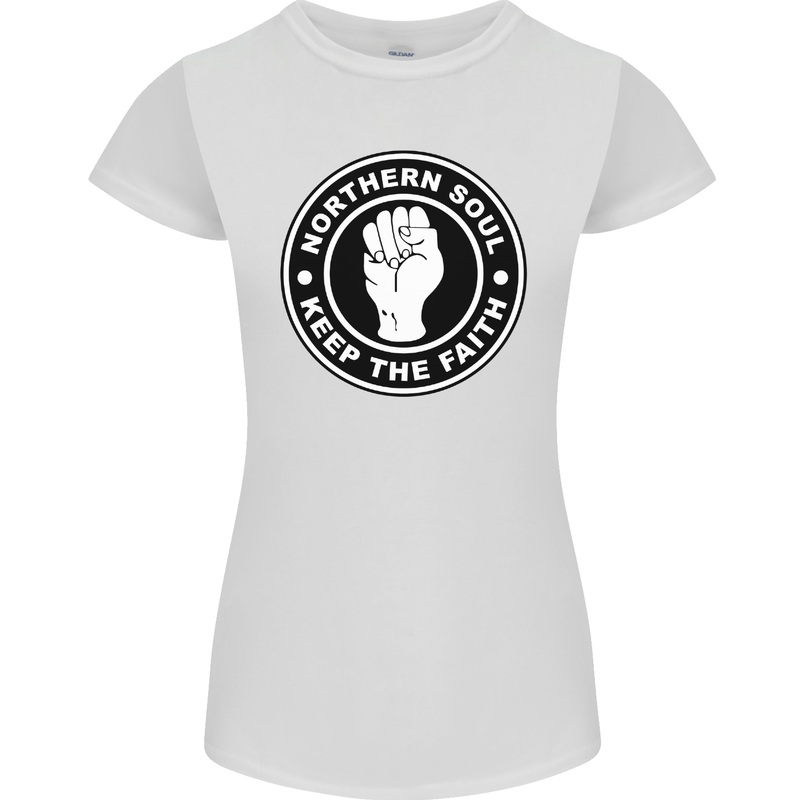 Northern Soul Keeping the Faith Womens Petite Cut T-Shirt White