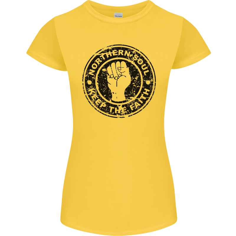 Northern Soul Keeping the Faith Womens Petite Cut T-Shirt Yellow
