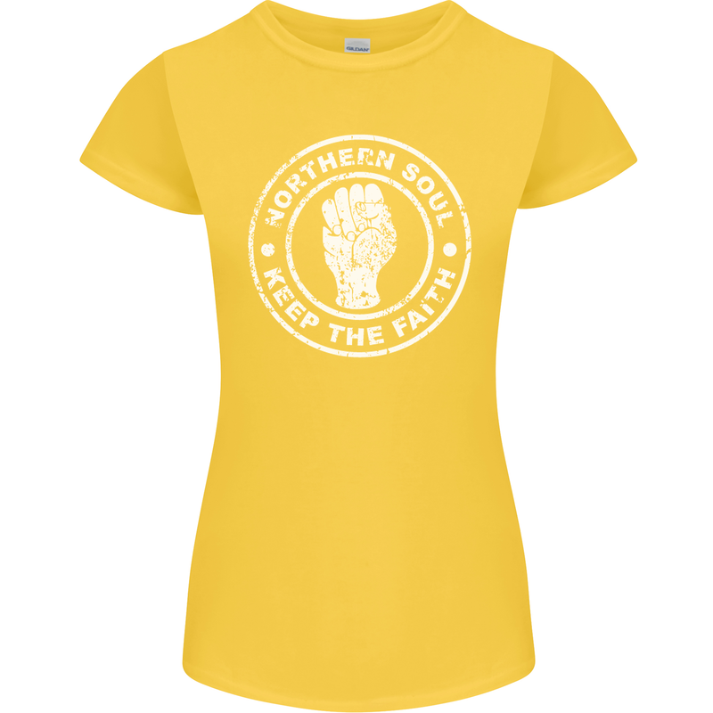 Northern Soul Keeping the Faith Womens Petite Cut T-Shirt Yellow
