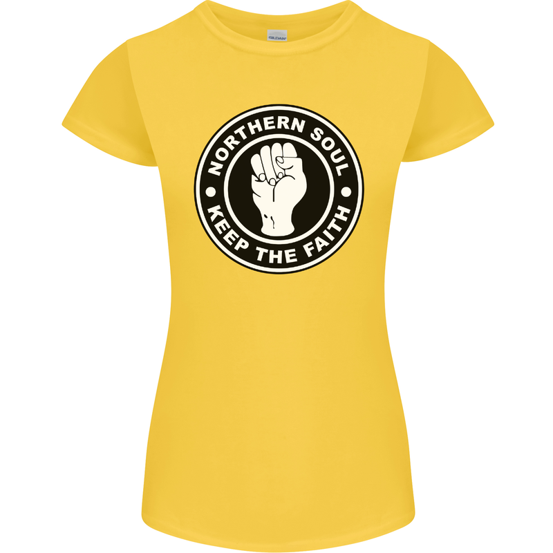 Northern Soul Keeping the Faith Womens Petite Cut T-Shirt Yellow