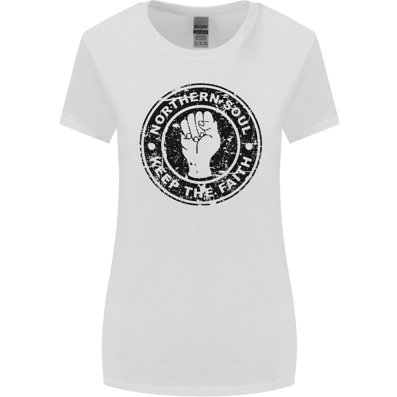 Northern Soul Keeping the Faith Womens Wider Cut T-Shirt White