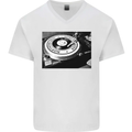 Northern Soul Turntable DJ Decks Vinyl Mens V-Neck Cotton T-Shirt White