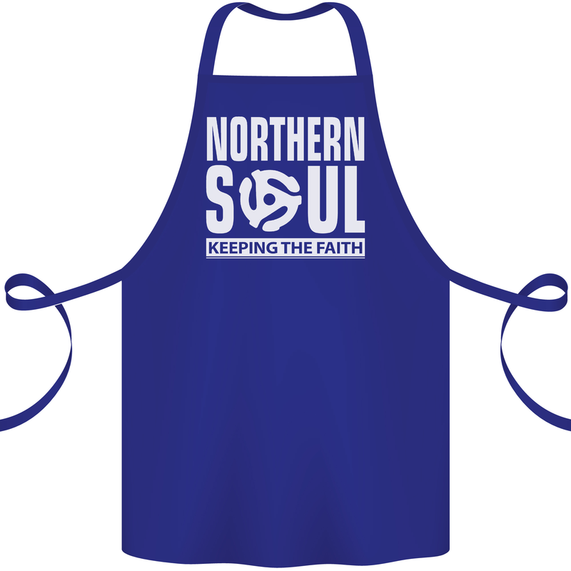 Northern Soul Vinyl 33rpm Record Insert Cotton Apron 100% Organic Royal Blue