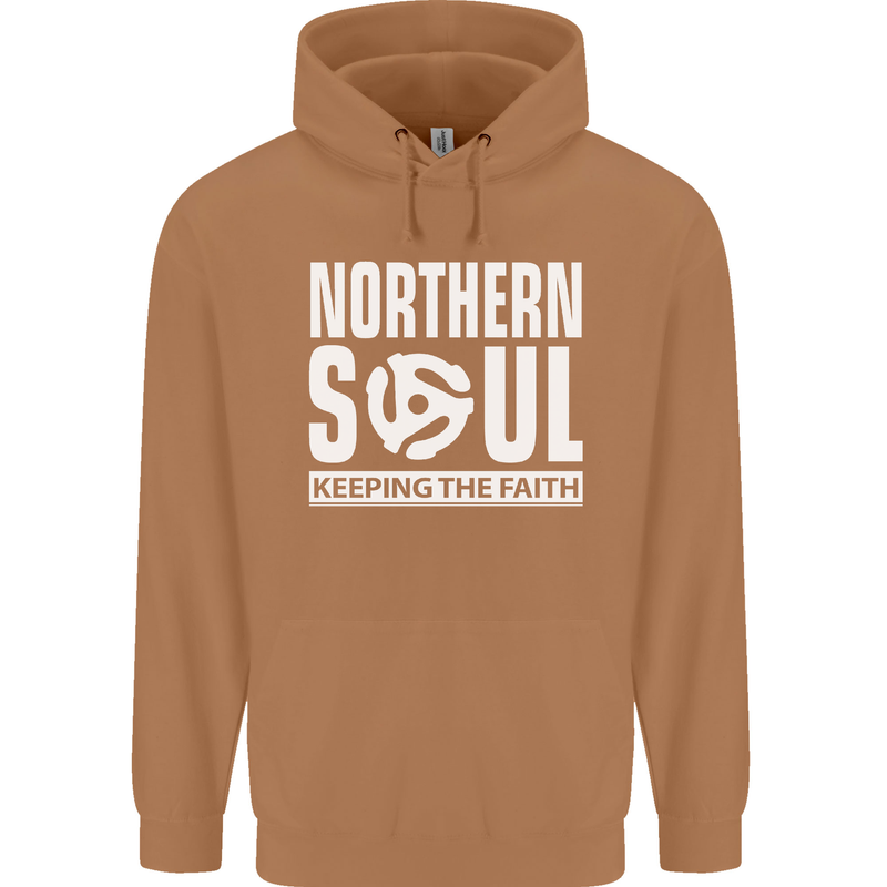 Northern Soul Vinyl 33rpm Record Insert Mens 80% Cotton Hoodie Caramel Latte