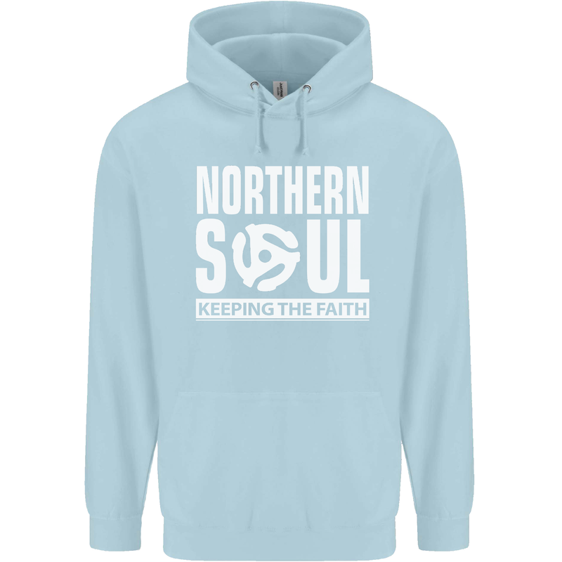 Northern Soul Vinyl 33rpm Record Insert Mens 80% Cotton Hoodie Light Blue