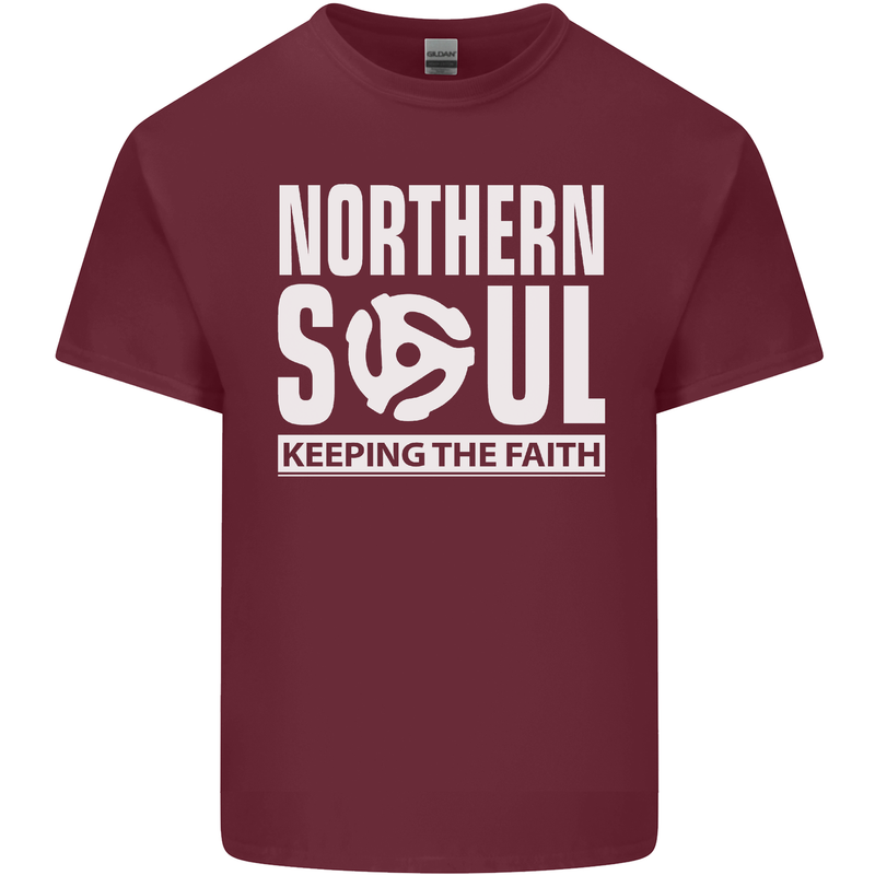 Northern Soul Vinyl 33rpm Record Insert Mens Cotton T-Shirt Tee Top Maroon