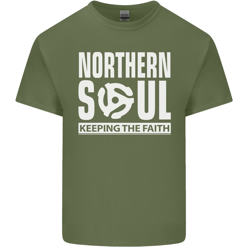 Northern Soul Vinyl 33rpm Record Insert Mens Cotton T-Shirt Tee Top Military Green